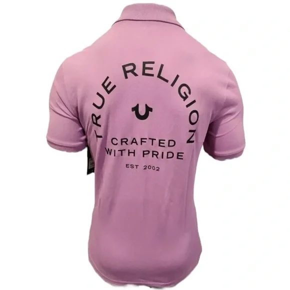 NWT True Religion Men's Designer Cotton Logo Polo MAUVE ORCH